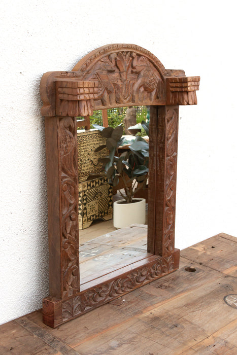 Royal Elephant High-Relief Carved Mirror