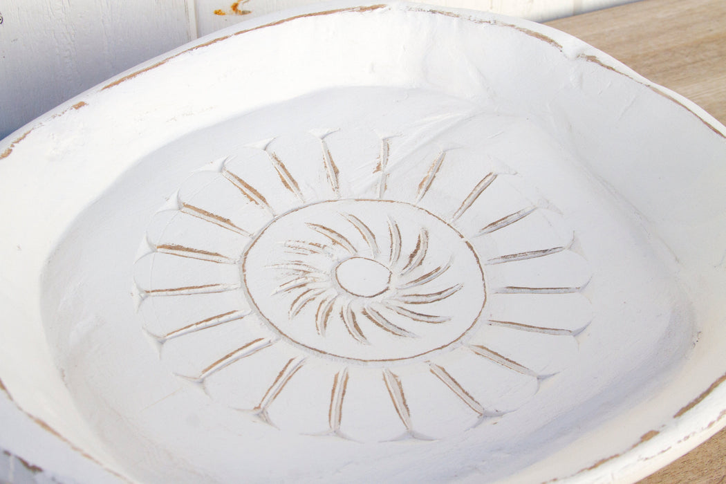 Abhir White Floral Food Bowl