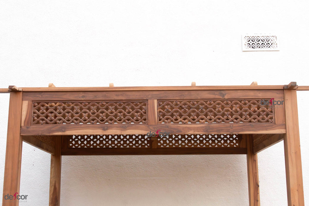 Carved Floral Jali Canopy Sanctuary Daybed