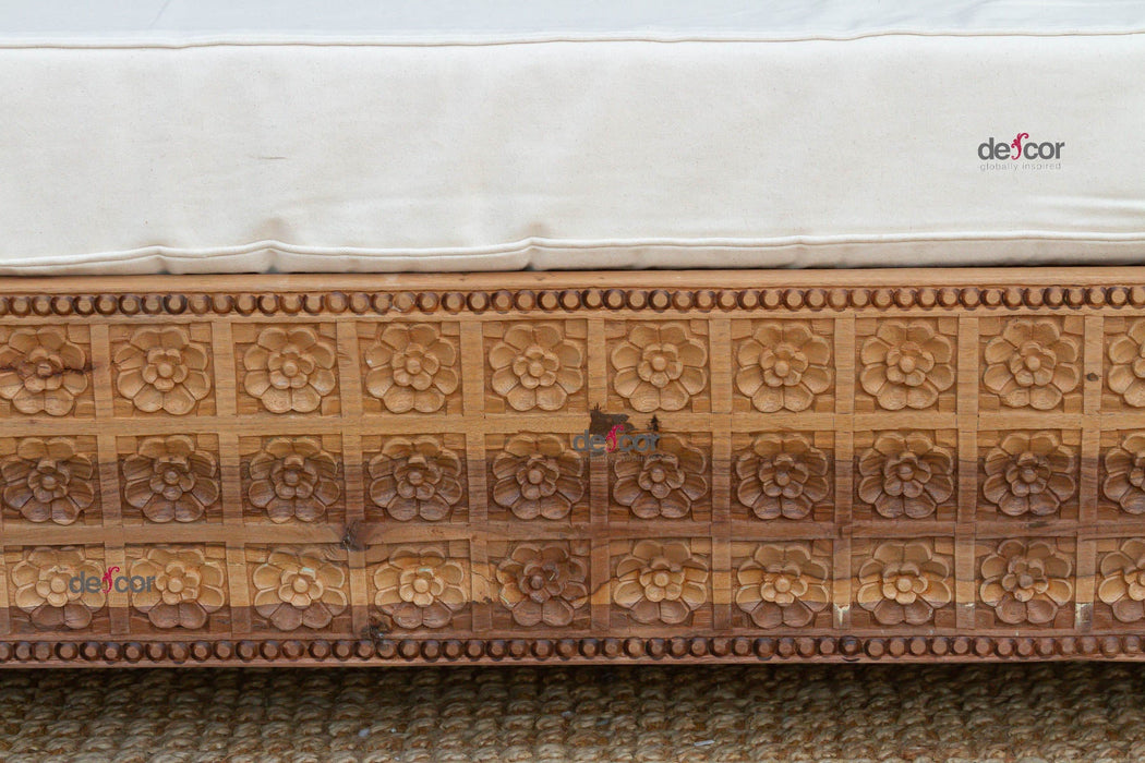 Carved Floral Jali Canopy Sanctuary Daybed