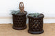 Set of 2, Bamileke Carved Geometric Lattice End Tables (Trade)
