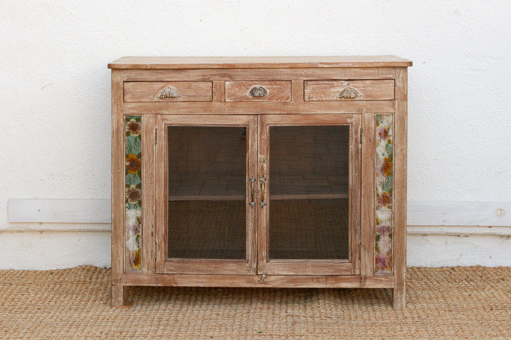 Early 20th Century Reverse Glass Painted Buffet Cabinet