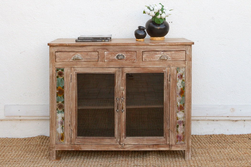 Early 20th Century Reverse Glass Painted Buffet Cabinet
