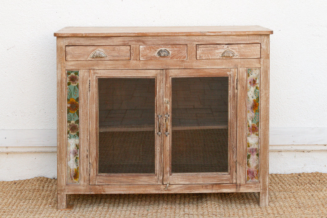Early 20th Century Reverse Glass Painted Buffet Cabinet
