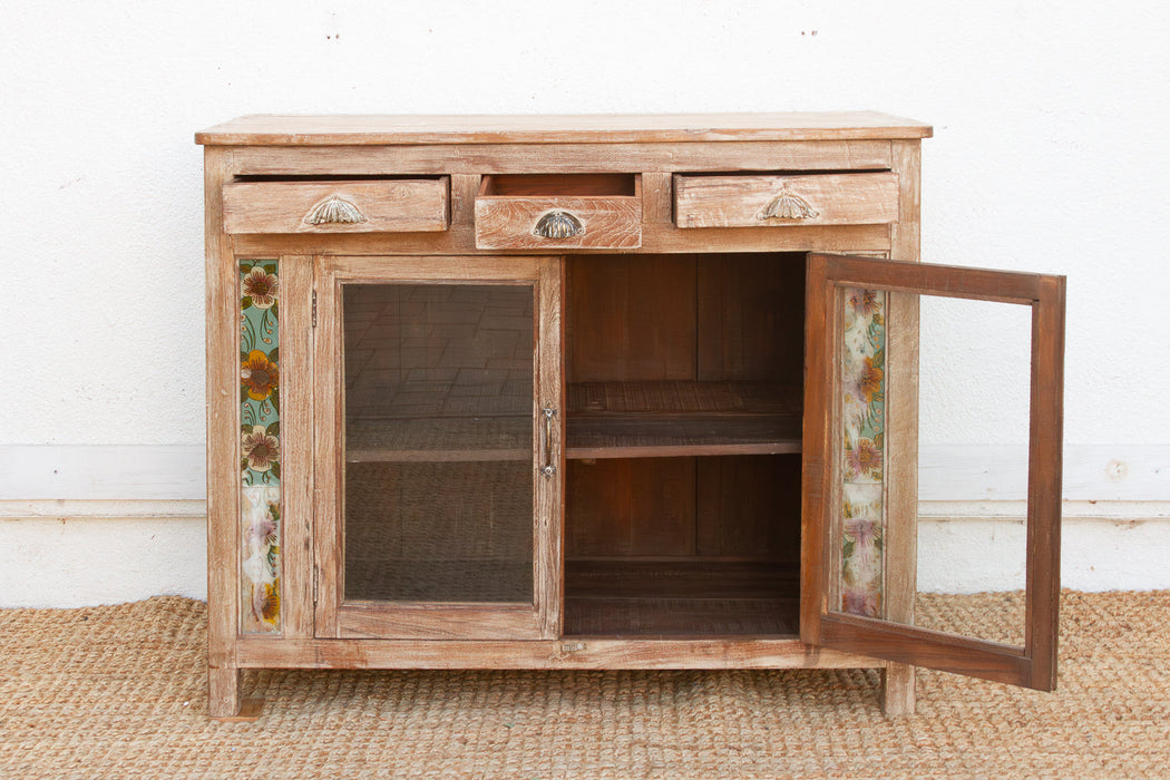 Early 20th Century Reverse Glass Painted Buffet Cabinet