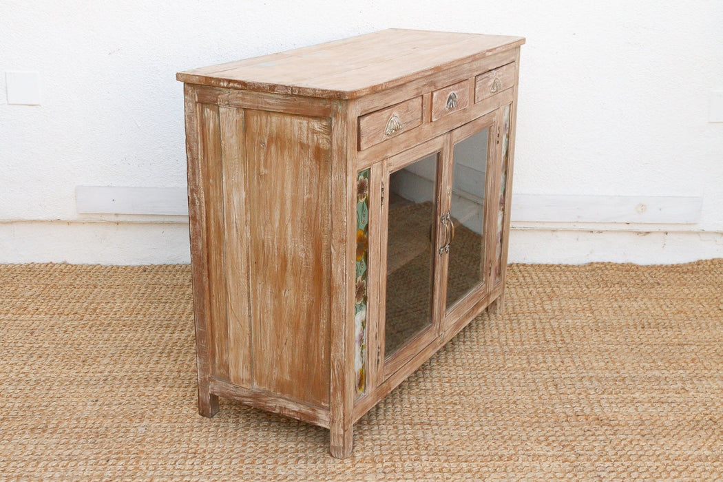 Early 20th Century Reverse Glass Painted Buffet Cabinet