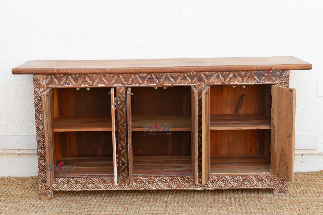 Finely Carved Coromandel Whitewash Sideboard