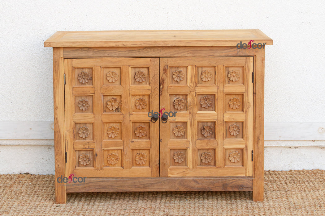 Carved Floral Lotus Buffet Cabinet