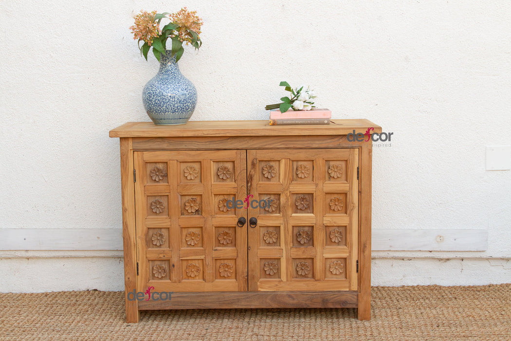 Carved Floral Lotus Buffet Cabinet