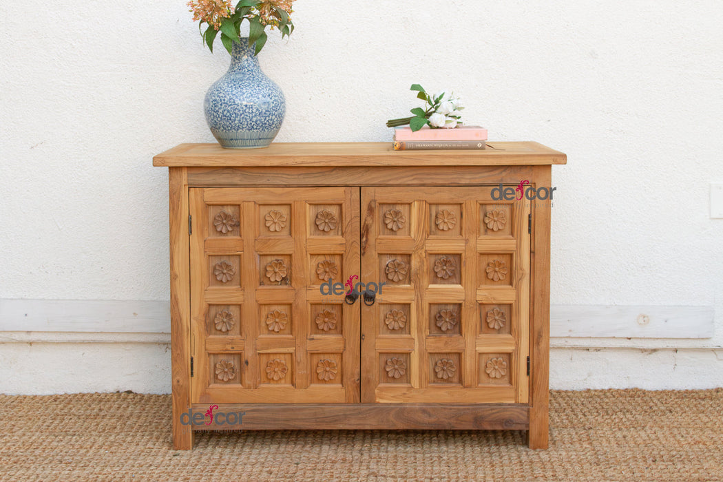 Carved Floral Lotus Buffet Cabinet