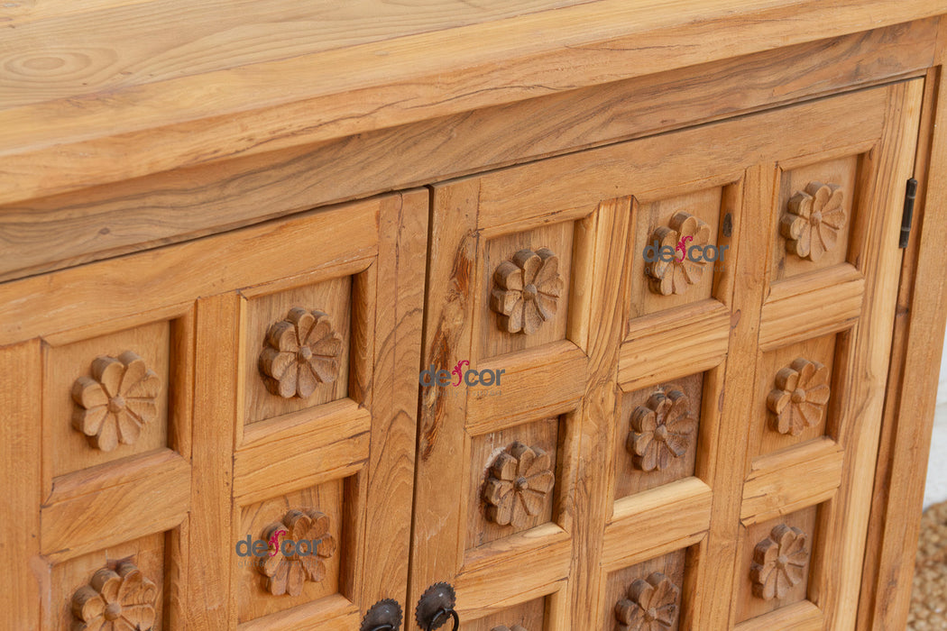 Carved Floral Lotus Buffet Cabinet