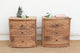 Set of 2, Reclaimed Wood Bow Front Carved Bedside Dressers