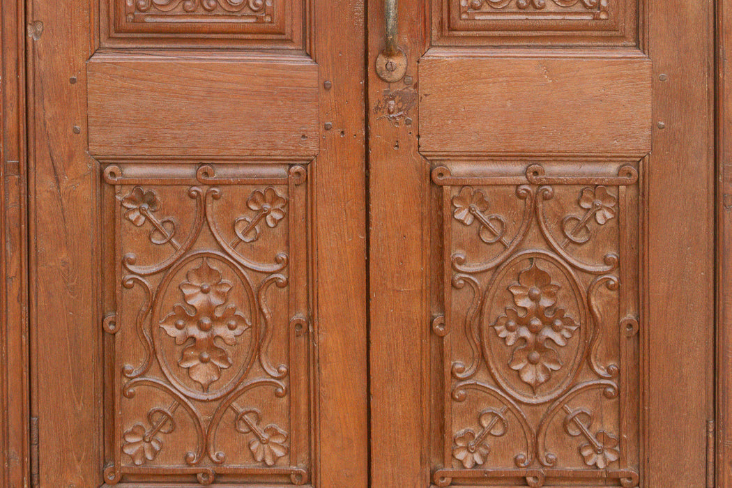 19th Century Carved Medallion Slim Cabinet