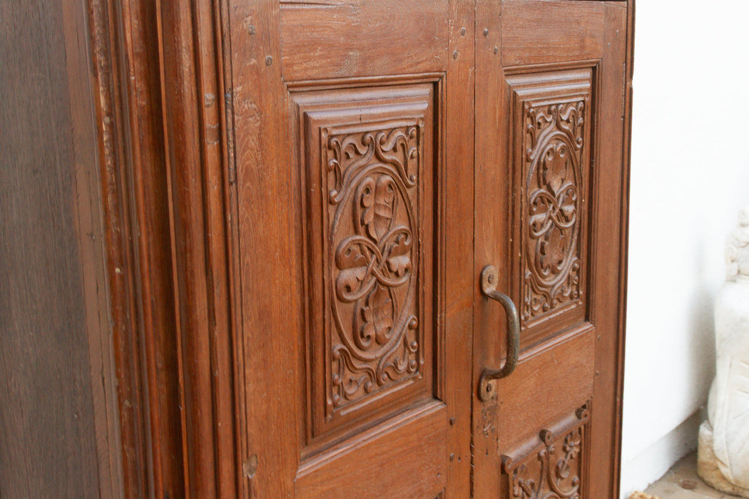19th Century Carved Medallion Slim Cabinet