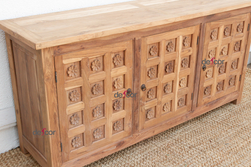 Reclaimed Teak Lotus Flower Sideboard