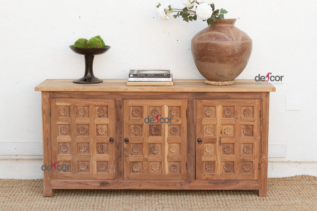 Reclaimed Teak Lotus Flower Sideboard