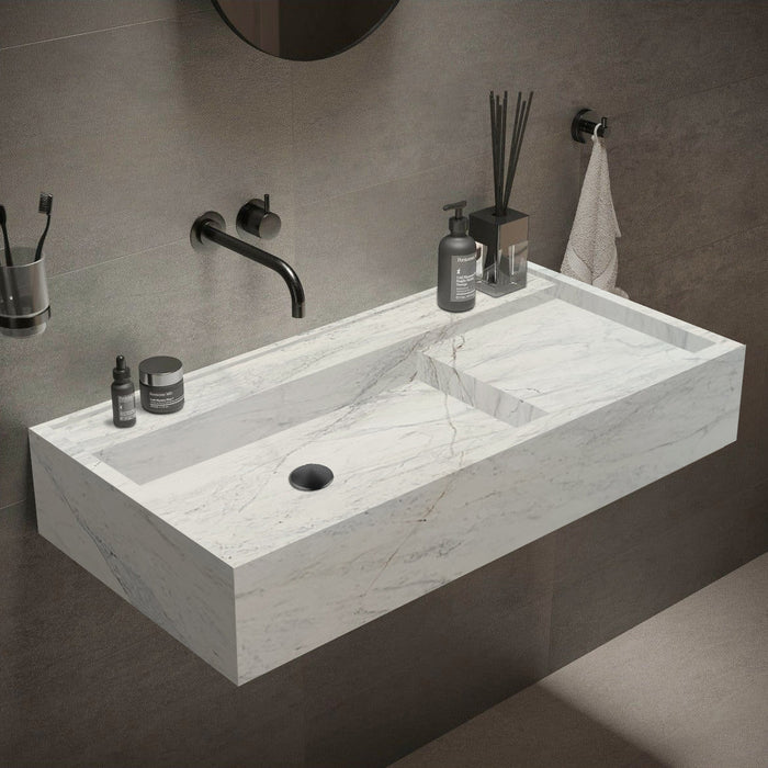 Imperial Marble Modern Rectangular Sink Wall-mount Bathroom Sink RIW18488P