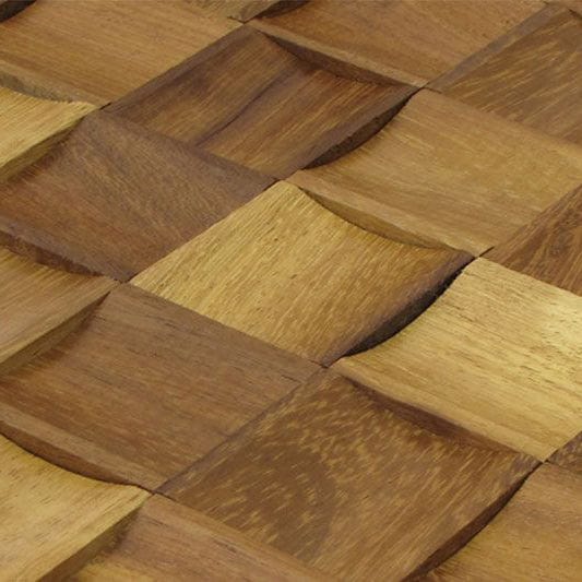 Iroko Prolate Mesh-mounted Wood Mosaic Wall Tile - Livfloors Collection
