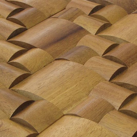 Iroko Pattern Straw Mesh-mounted Wood Mosaic Wall Tile - Livfloors Collection