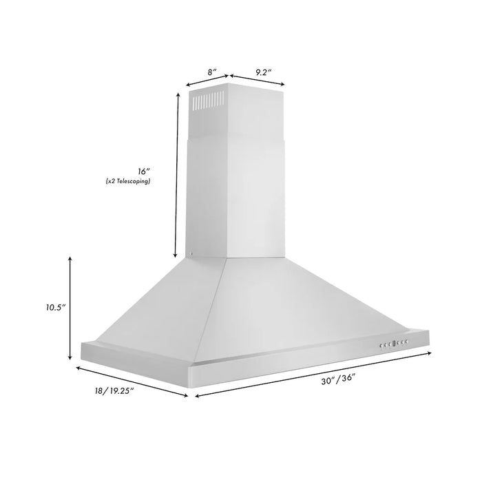 ZLINE 36" Bundle Range RA-RM-36 & Wall Range Hood KB-36, 2KP-RARMRH36