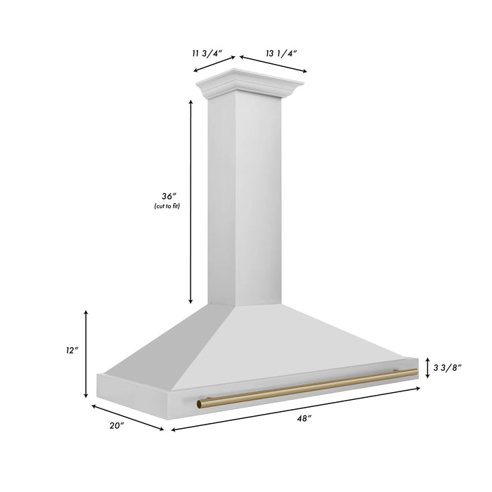 ZLINE 48" Autograph Edition Stainless Steel Range Hood with Stainless Steel Shell and Champagne Bronze Accents KB4STZ-48-CB