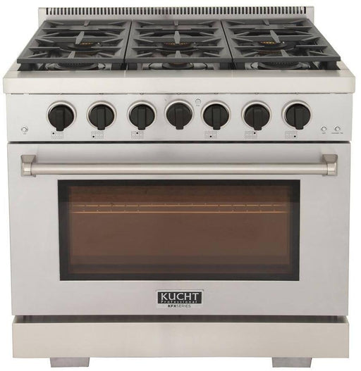 KUCHT 36 Inch Natural Gas, All Gas Freestanding Range in Stainless Steel KFX360-K - Farmhouse Kitchen and Bath