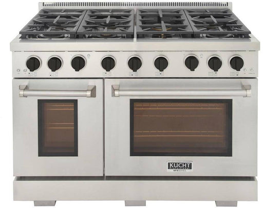 Kucht 48 Inch Liquid Propane, All Gas Double Oven Freestanding Range in Stainless Steel, KFX480/LP-K Kucht