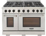 Kucht 48 Inch Liquid Propane, All Gas Double Oven Freestanding Range in Stainless Steel, KFX480/LP-K Kucht