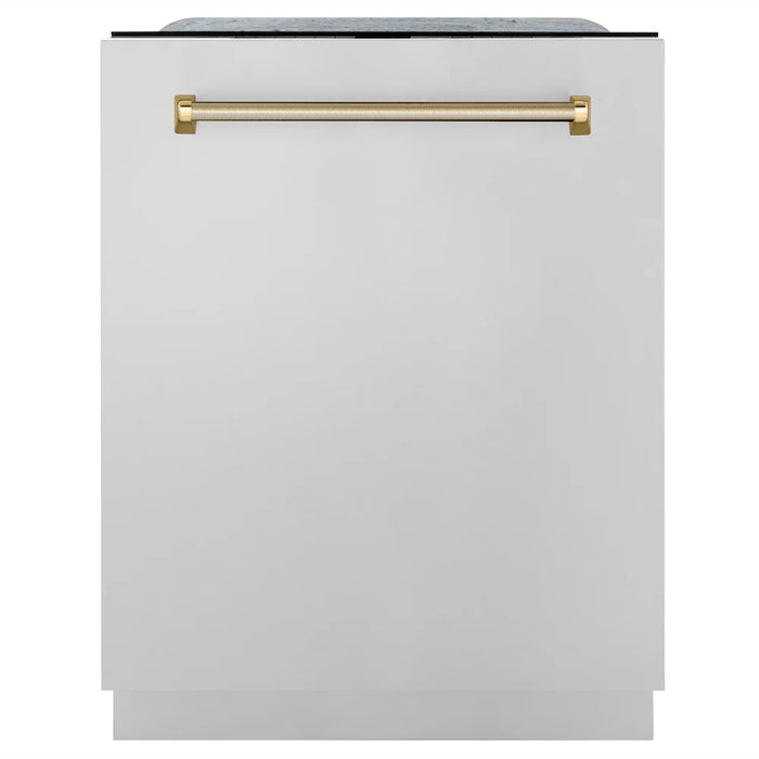 ZLINE Autograph Edition 24" Monument Series Dishwasher, Stainless Steel, Helix Handle DWMTZ-30424-KCB