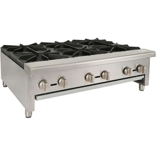 HOCCOT 36" 6 Burners Commercial Hot Plate Countertop Range Gas Stove