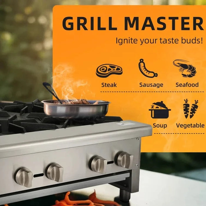 HOCCOT 36" 6 Burners Commercial Hot Plate Countertop Range Gas Stove