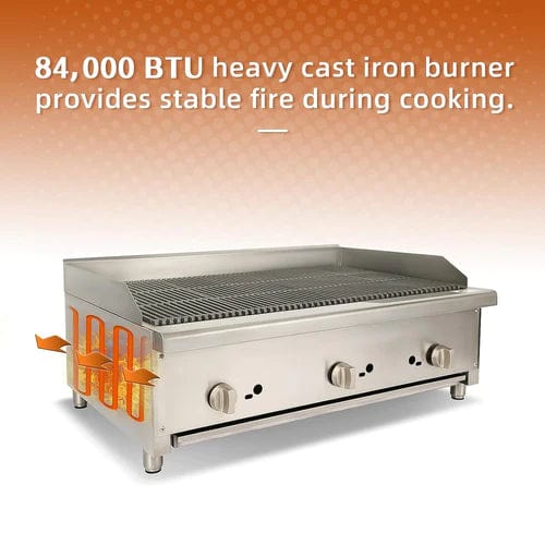 HOCCOT 36”  Gas Countertop Radiant Charbroiler - 84,000 BTU