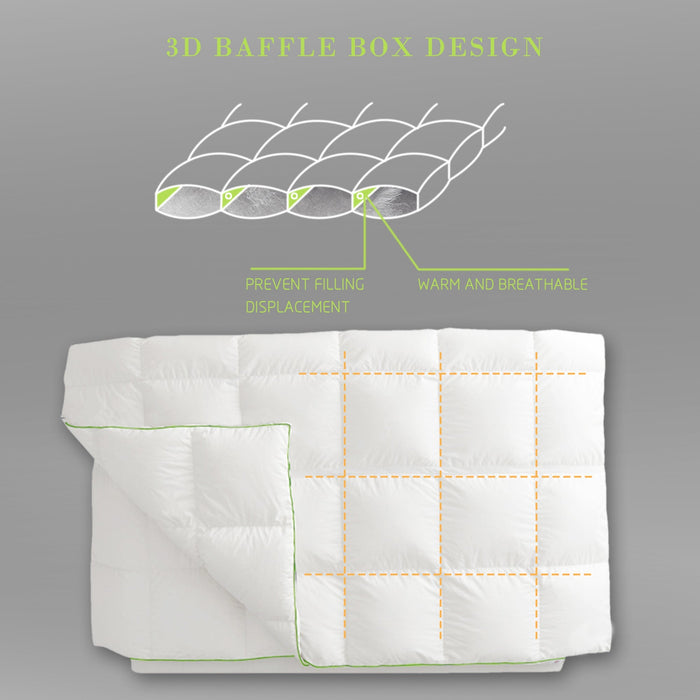 Kasentex Ultra Soft Green Piped Edge Warm Heavy Weights Down Comforter, White, Room Decor, Graduation Gifts