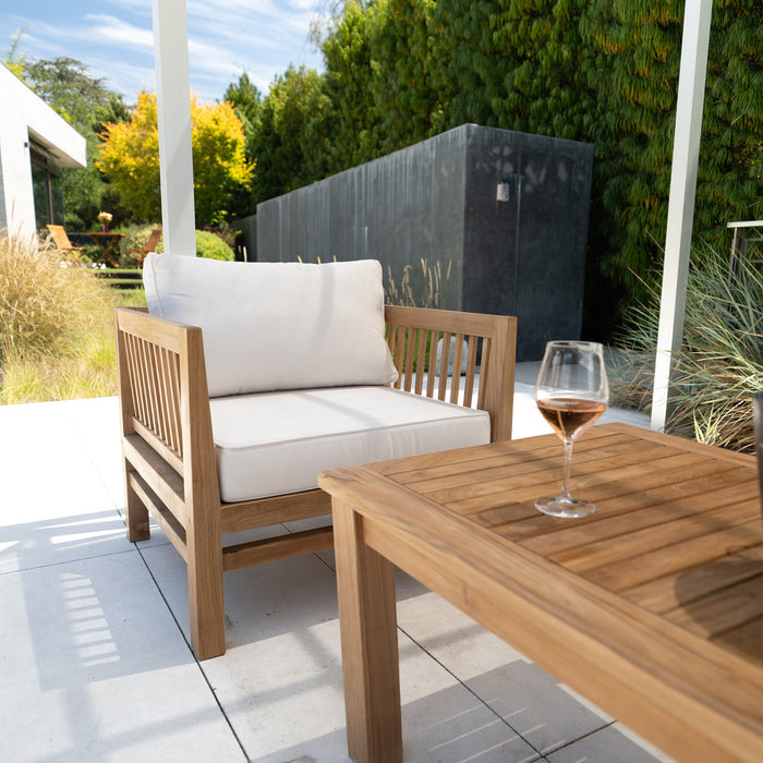 Kauai Natural Outdoor Chaise Couch Set with Sunbrella Cushions