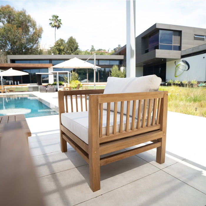 Kauai Natural Outdoor Chaise Couch Set with Sunbrella Cushions
