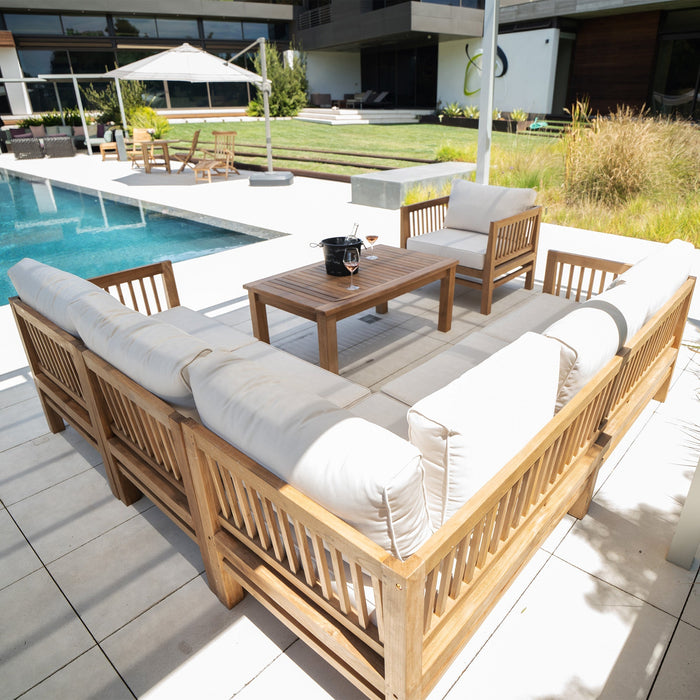 Kauai Natural Outdoor Chaise Couch Set with Sunbrella Cushions