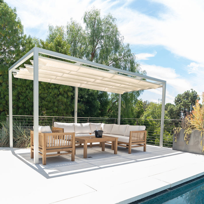 Kauai Natural Outdoor Chaise Couch Set with Sunbrella Cushions