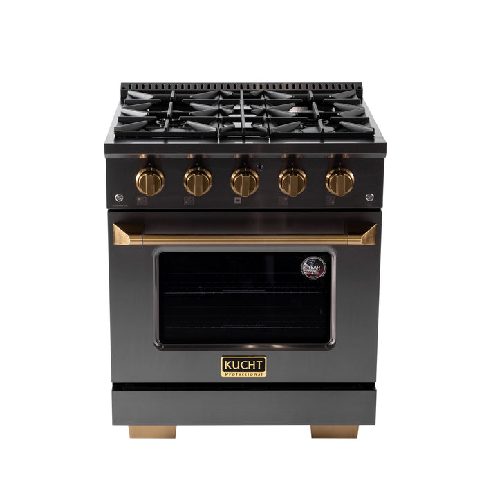 KUCHT Gemstone Professional 30 in. 4.2 cu. ft. Propane Gas Range with Sealed Burners and Convection Oven in Titanium Stainless Steel KEG303/LP - Farmhouse Kitchen and Bath