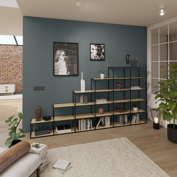 Freestanding Bookshelf Room Divider - Room Divider Bookcase with Modern Design LIUM Decorative Shelving Unit Combo 3x5/1