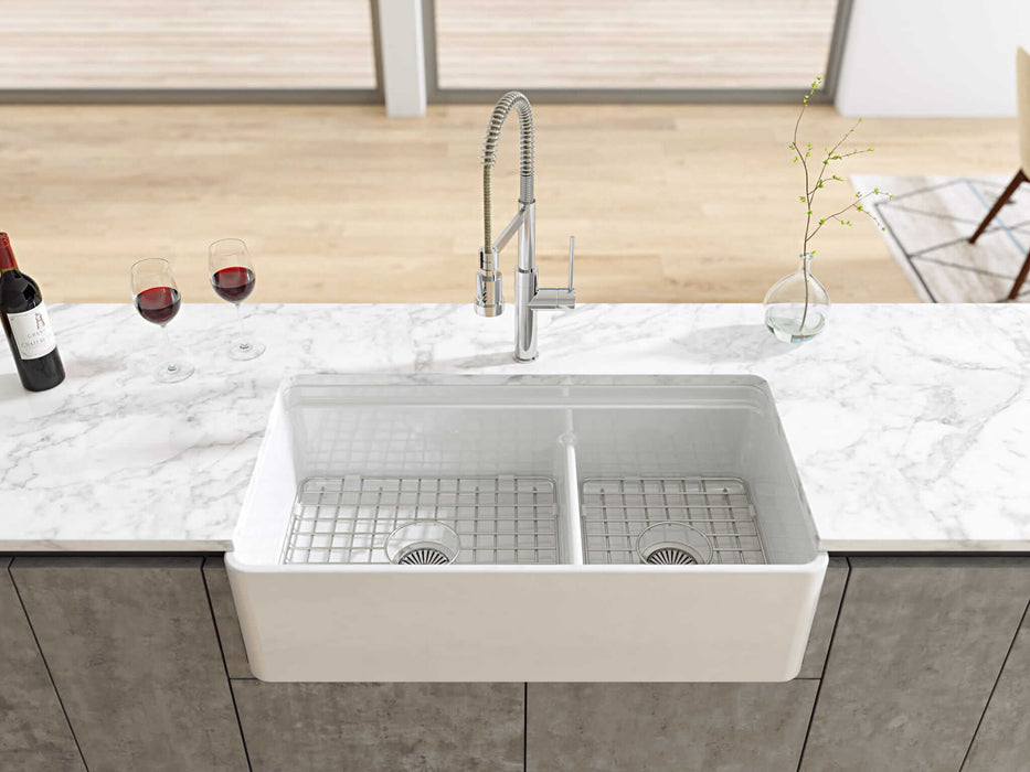LaToscana 36 Fireclay Sink Reversible Double Bowl LDL3619W