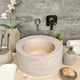 Natural Stone Light Beige Travertine Round Sink Honed (D)18" (H)8"
