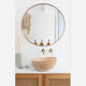 Light Beige Travertine Sloped Bathroom Vessel Sink - Honed Finish 16 Inch Diameter