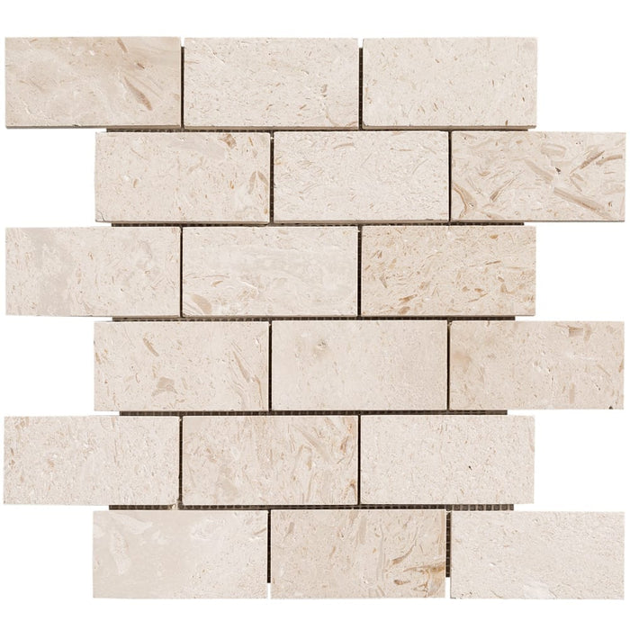 Mayra White Limestone Brushed Mosaic Floor and Wall Tile - Livfloors Collection