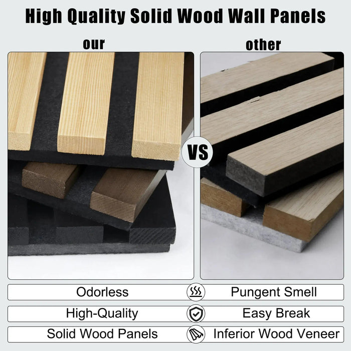Luxury Black Acoustic Solid Wood Wall Panels ( 2 Panels Per Box）