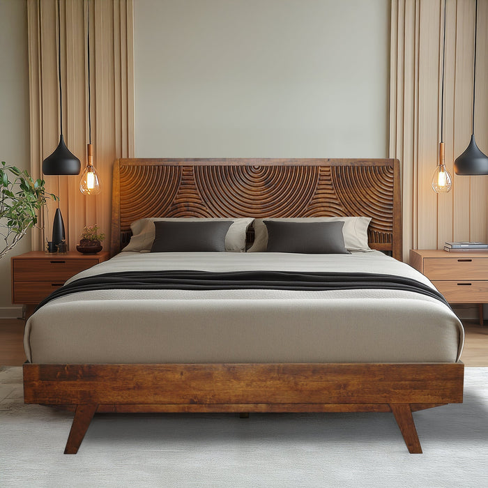 Acacia Harmony Platform Bed Frame with Headboard