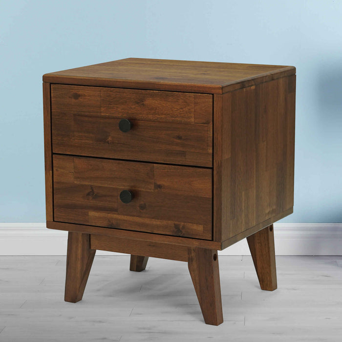 Acacia Silvia 2-Drawer Solid Wood Nightstand