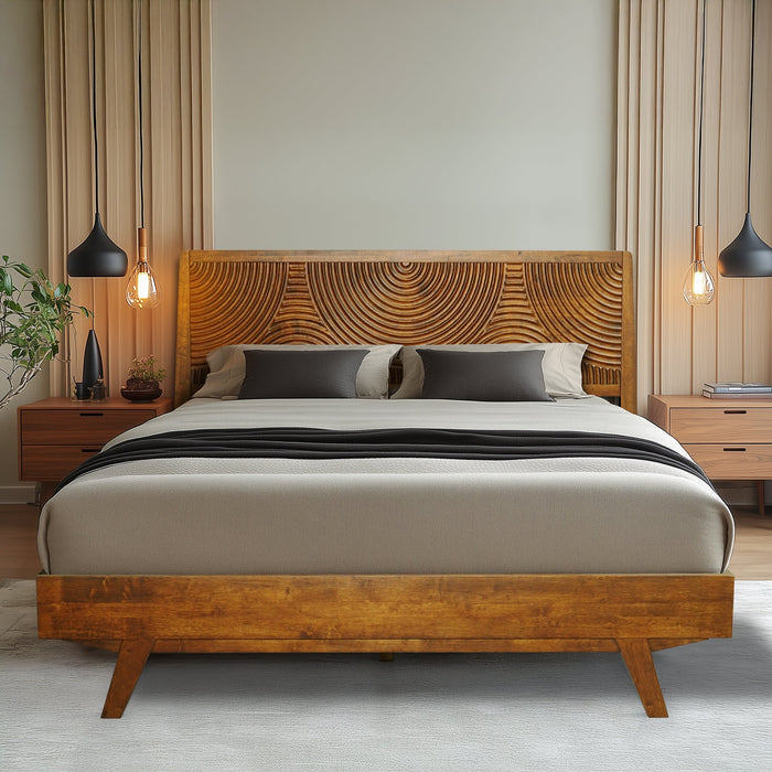 Acacia Harmony Platform Bed Frame with Headboard