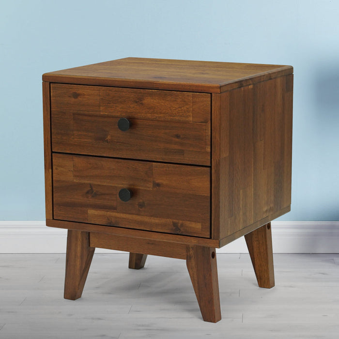Acacia Silvia 2-Drawer Solid Wood Nightstand