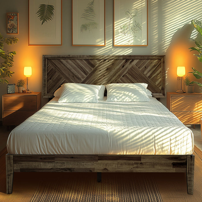 Acacia Sierra Deluxe Wood Platform Bed Frame