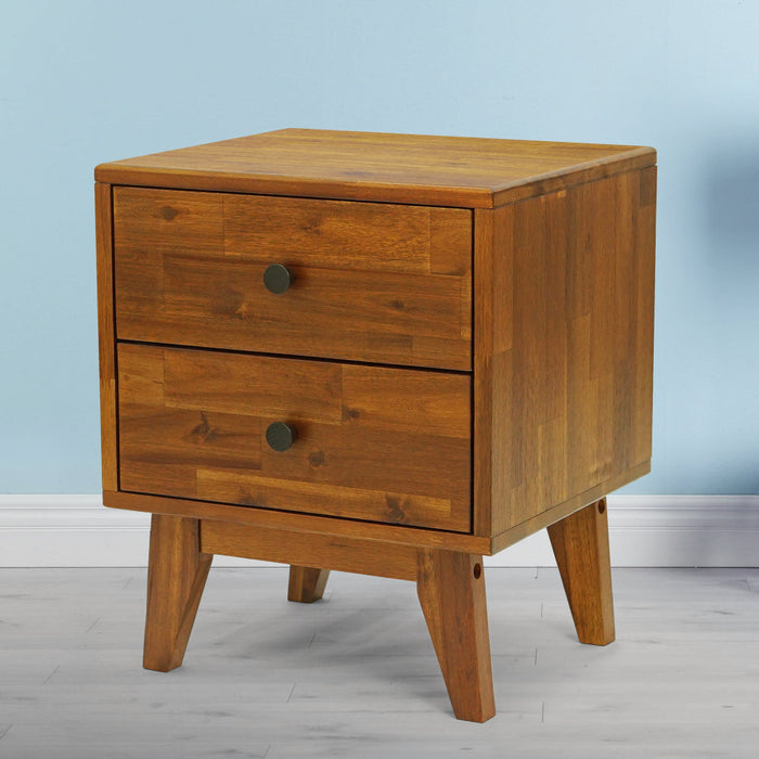 Acacia Silvia 2-Drawer Solid Wood Nightstand